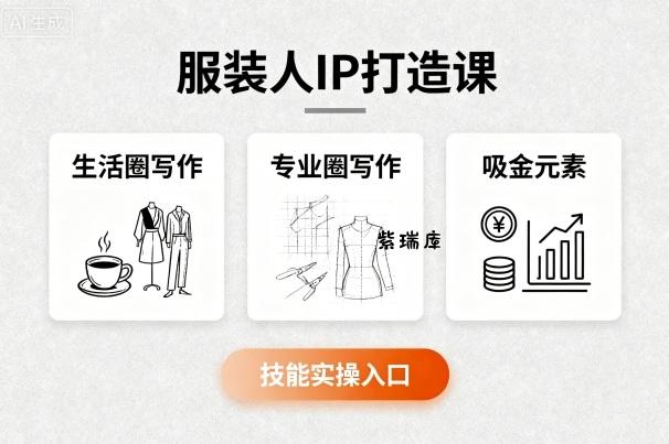 服装人IP打造课，文案创富+生活圈写作+专业圈写作+服装人专属+吸金元素+技能实操-紫瑞库