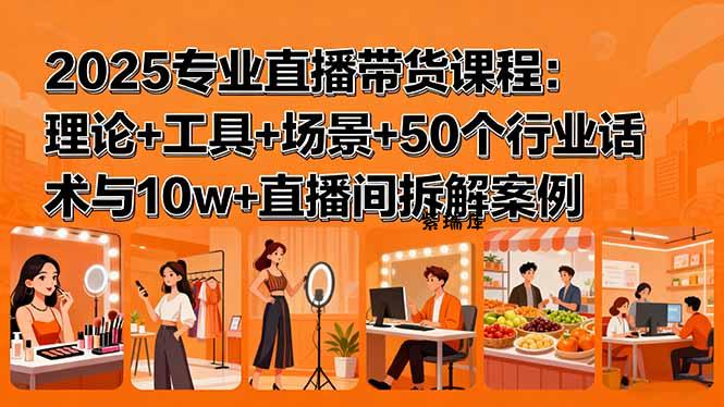 2025专业直播带货课程：理论+工具+场景+50个行业话术与10w+直播间拆解案例-紫瑞库
