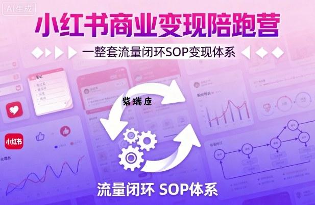 小红书商业变现陪跑营，轻IP矩阵 私域获客 聚光投流，一整套流量闭环SOP变现体系-紫瑞库