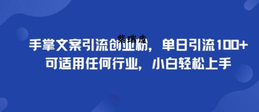 手掌文案引流创业粉，单日引流100+，可适用任何行业，小白轻松上手-紫瑞库