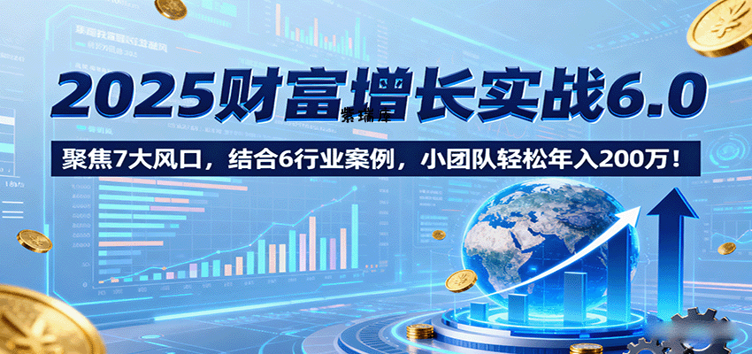 2025财富增长实战6.0，聚焦7大风口，结合6行业案例，小团队轻松年入200万！-紫瑞库