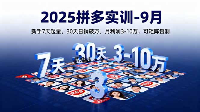 2025拼多多实训-9月：新手7天起量,30天日销破万,月利润3-10万,可矩阵复制-紫瑞库