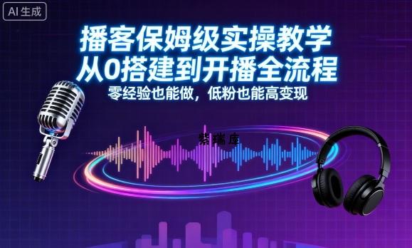 播客保姆级实操教学，从0搭建到开播全流程，零经验也能做，低粉也能高变现-紫瑞库