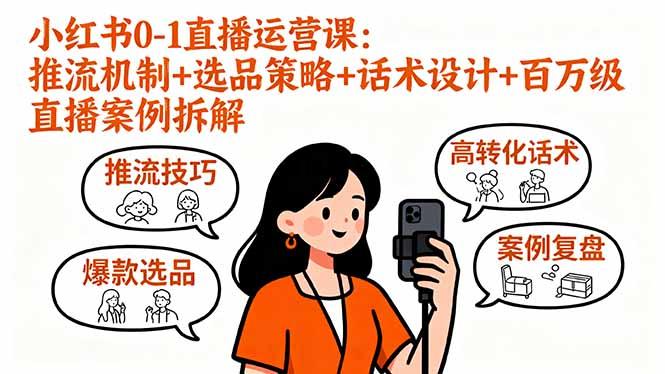 小红书0-1直播运营课：推流机制+选品策略+话术设计+百万级直播案例拆解-紫瑞库