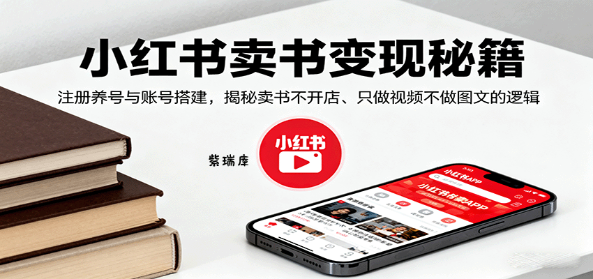 小红书卖书变现秘籍，注册养号与账号搭建，揭秘卖书不开店、只做视频不做图文的逻辑-紫瑞库