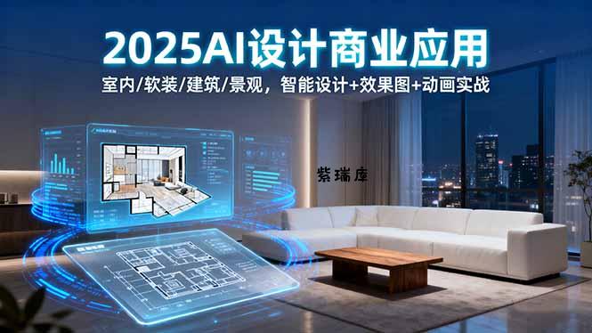 2025AI设计商业应用：室内/软装/建筑/景观，智能设计+效果图+动画实战-紫瑞库
