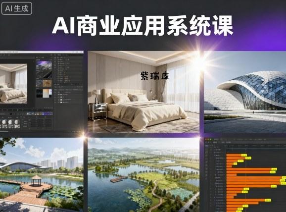 AI商业应用系统课，室内-软装-建筑-景观，智能设计+效果图+动画画实战-紫瑞库