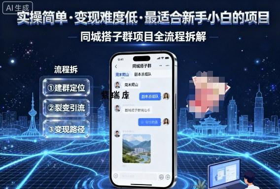 实操简单,变现难度低,最适合新手小白做的项目,每天轻松收入3张,同城搭子群项目全流程拆解-紫瑞库