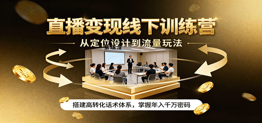 直播变现线下训练营,从定位设计到流量玩法,搭建高转化话术体系,掌握年入千万密码-紫瑞库