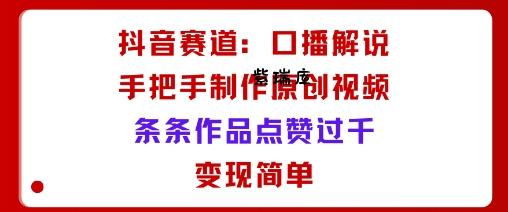 抖音赛道:口播解说,手把手教你制作原创视频,条条作品点赞过千,变现简单-紫瑞库
