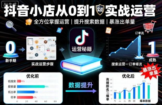 抖音小店从0到1实战运营，帮你全方位掌握小店运营，提升搜索数据与出单量-紫瑞库