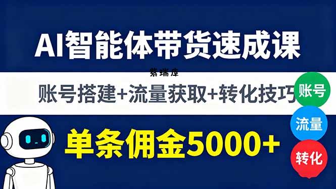 AI智能体带货速成课,账号搭建+流量获取+转化技巧,单条佣金5000+-紫瑞库