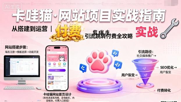 卡哇猫·网站项目，网站搭建与运营以及引流跳转付费-紫瑞库