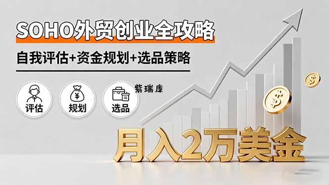 SOHO外贸创业全攻略，自我评估+资金规划+选品策略，月入2万美金-紫瑞库