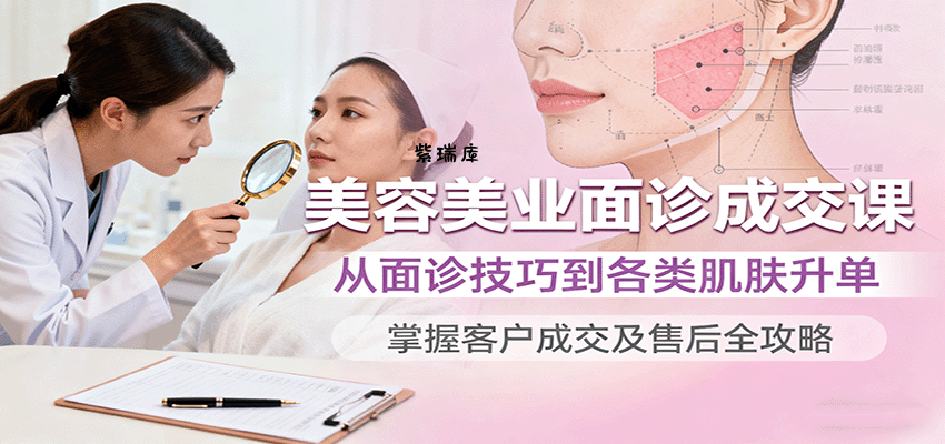 美容美业面诊成交课,从面诊技巧到各类肌肤升单,掌握客户成交及售后全攻略-紫瑞库