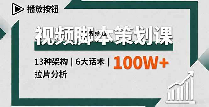 视频脚本策划课，13种架构、6大话术、拉片分析，单条播放百万+-紫瑞库