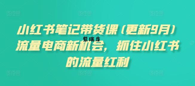 小红书笔记带货课(更新25年9月)流量电商新机会,抓住小红书的流量红利-紫瑞库