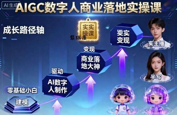 AIGC数字人商业落地实操课，从零基础小白到AI数字人大神-紫瑞库