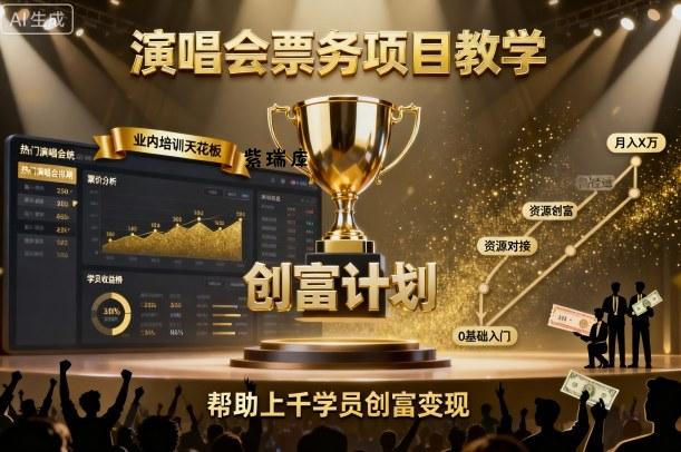 演唱会票务项目教学，业内培训天花板，帮助上千学员创富变现-紫瑞库