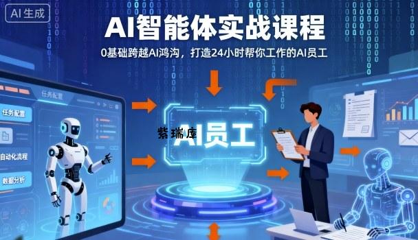 Ai智能体实战课程,0基础跨越Ai鸿沟,打造24小时帮你工作的Ai员工,打破常规,以实战定义Ai-紫瑞库