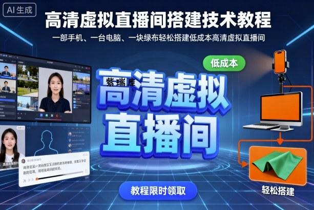 高清虚拟直播间搭建技术教程,一部手机、一台电脑、一块绿布轻松搭建低成本高清虚拟直播间-紫瑞库