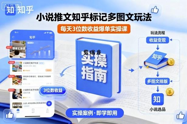 小说推文知乎标记多图文玩法，每天3位数收益爆单实操课-紫瑞库