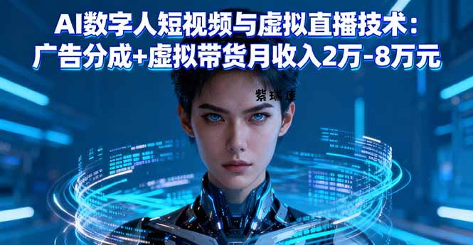 AI数字人短视频与虚拟直播技术：广告分成+虚拟带货月收入2万-8万元-紫瑞库