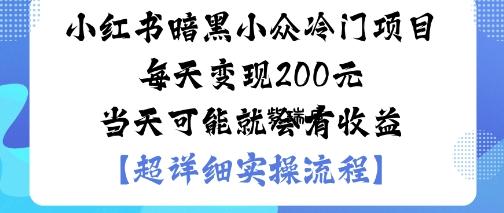 小红书暗黑小众冷门项目每天变现2张当天可能就会有收益-紫瑞库