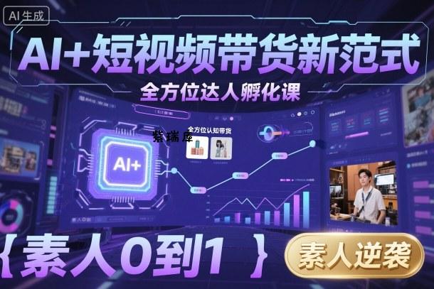 AI+短视频带货新范式全方位达人孵化课,素人也可以从0到1,全方位认知短视频带货-紫瑞库