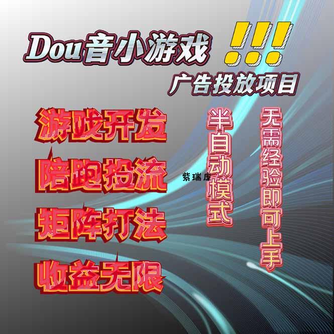 抖音小游戏广告推广项目，2025最新实测落地，单日收益300+-紫瑞库