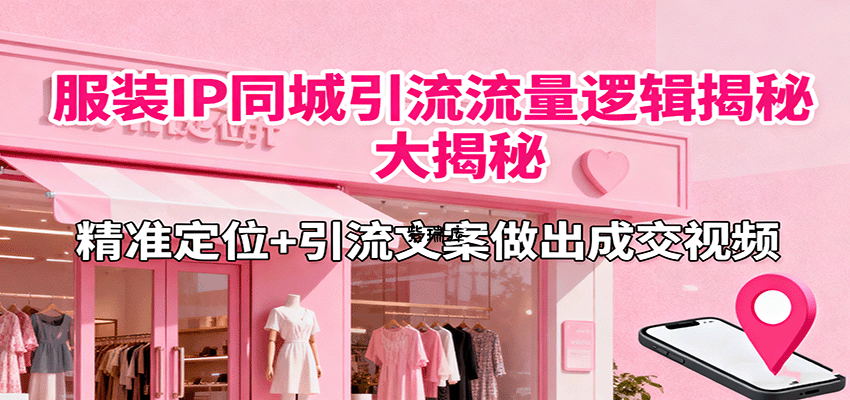 服装IP同城引流流量逻辑大揭秘,精准定位+引流文案做出成交视频-紫瑞库