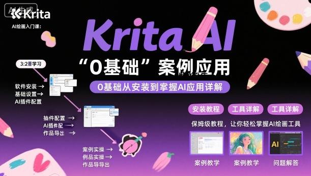 Krita AI绘画入门课，0基础从安装到案例应用krita AI使用详解-紫瑞库