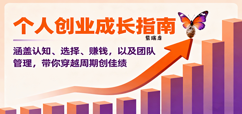 个人创业成长指南：涵盖认知、选择、赚钱，以及团队管理，带你穿越周期创佳绩-紫瑞库