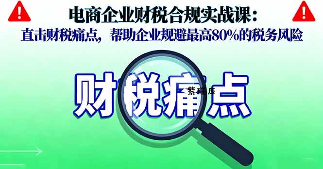 电商企业财税合规实战课,直击财税痛点,帮助企业规避最高80%的税务风险-紫瑞库