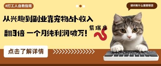 从兴趣到副业靠宠物占卜收入翻3倍一个月纯利润破W-紫瑞库