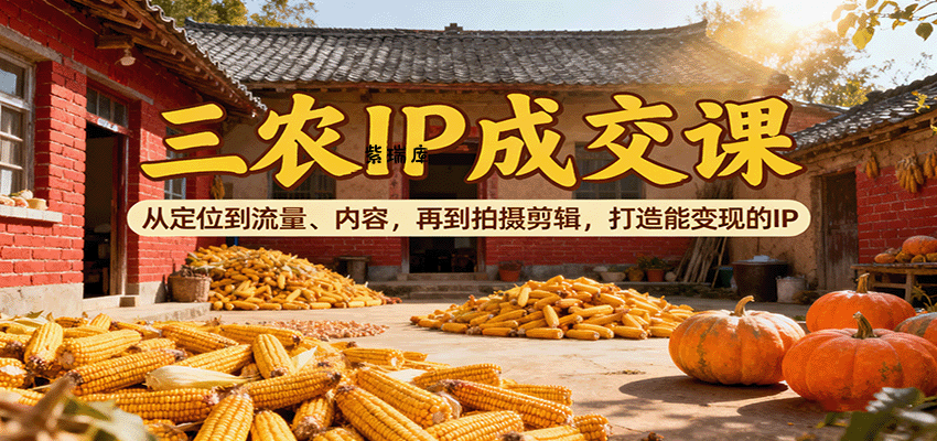 三农IP成交课：从定位到流量、内容，再到拍摄剪辑，打造能变现的IP-紫瑞库