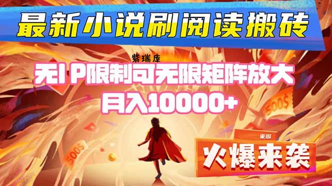 小说阅读搬砖单机每天收益200-400+ 无IP限制可无限矩阵放大 ----紫瑞库