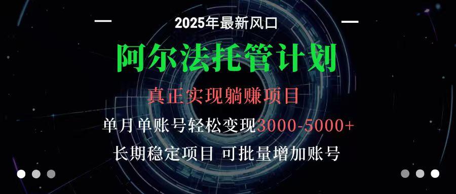 阿尔法托管计划 单账号月入3000-5000，长期稳定项目，新手小白轻松上手-紫瑞库