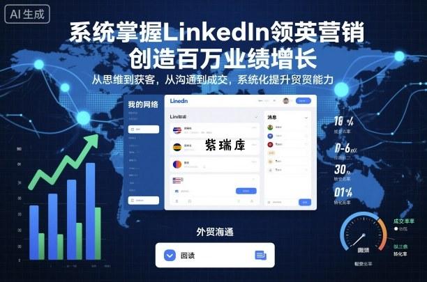 系统掌握LinkedIn领英营销,创造百万业绩增长,从思维到获客,从沟通到成交,系统化提升外贸能力-紫瑞库