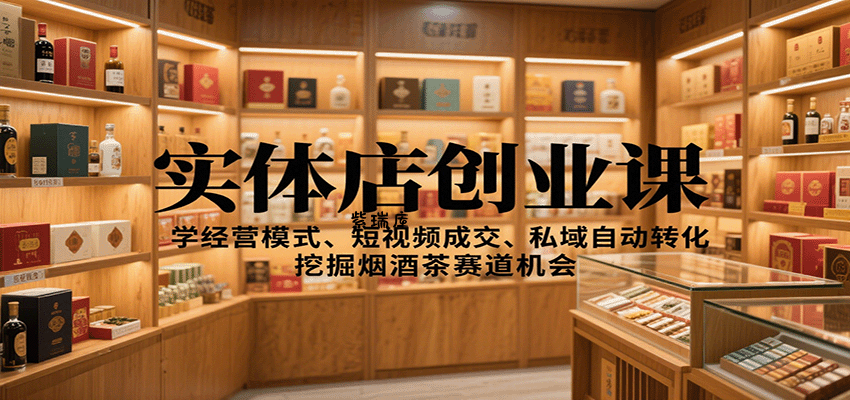实体店创业课：学经营模式、短视频成交、私域自动转化，挖掘烟酒茶赛道机会-紫瑞库