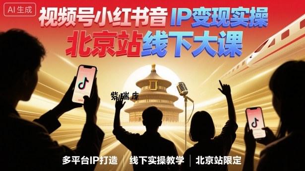 视频号小红书抖音IP变现实操北京站线下大课，40+行业短视频高变现姿势，100+IP高变现实操技术-紫瑞库