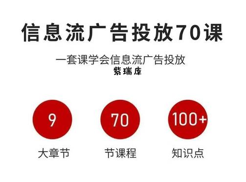 信息流广告投放实战70课，一套课学会信息流广告投放，迄今为止，最系统化教程-紫瑞库