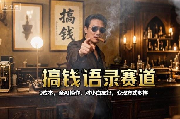 搞钱语录赛道，0成本，全AI操作，对小白友好，变现方式多样-紫瑞库