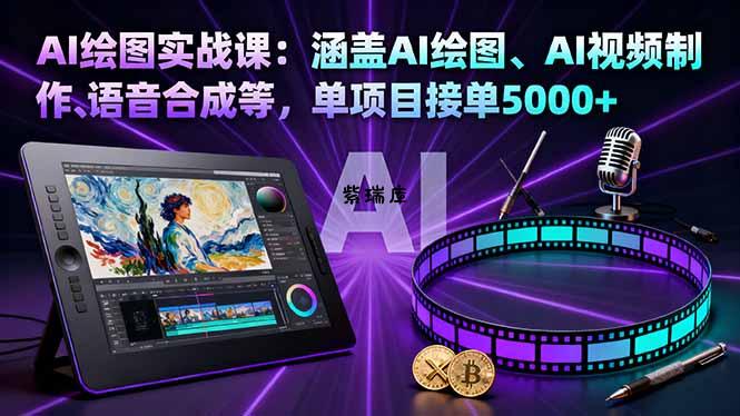 AI绘图实战课:涵盖AI绘图、AI视频制作、语音合成等,单项目接单5000+-紫瑞库