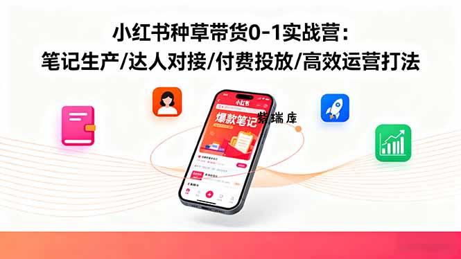 小红书种草带货0-1实战营：笔记生产/达人对接/付费投放/高效运营打法-紫瑞库