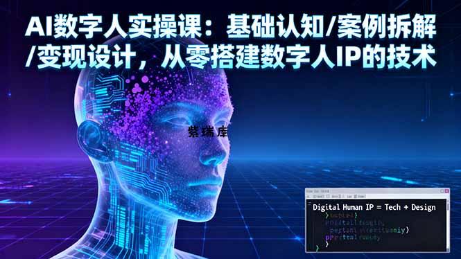 AI数字人实操课:基础认知/案例拆解/变现设计,从零搭建数字人IP的技术-紫瑞库