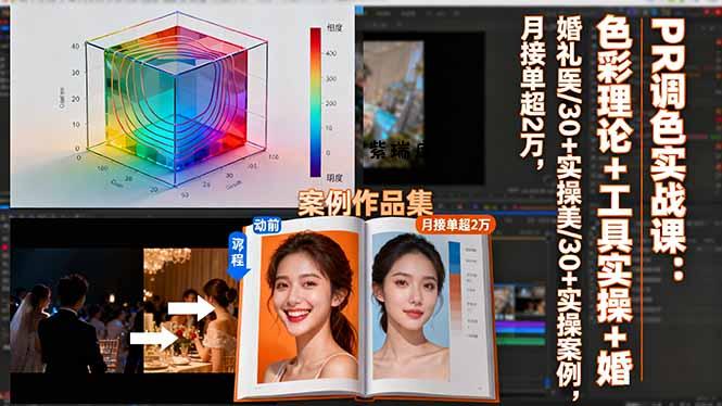 PR调色实战课：色彩理论+工具实操+婚礼医美/30+实操案例，月接单超2万-紫瑞库