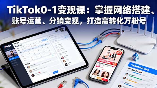 TikTok0-1变现课：掌握网络搭建、账号运营、分销变现，打造高转化万粉号-紫瑞库