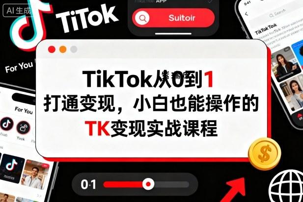 TikTok从0到1打通变现，小白也能操作的TK变现实战课程-紫瑞库