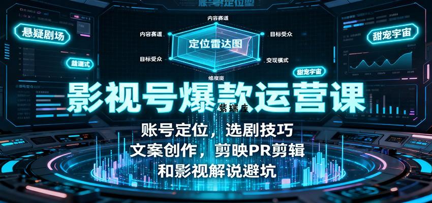 影视号爆款运营课：账号定位，选剧技巧，文案创作，剪映PR剪辑和影视解说避坑-紫瑞库